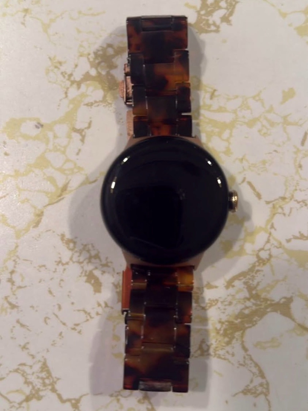 Google Pixel Watch 2 - Rose Gold with Tortoise Shell Watch Band